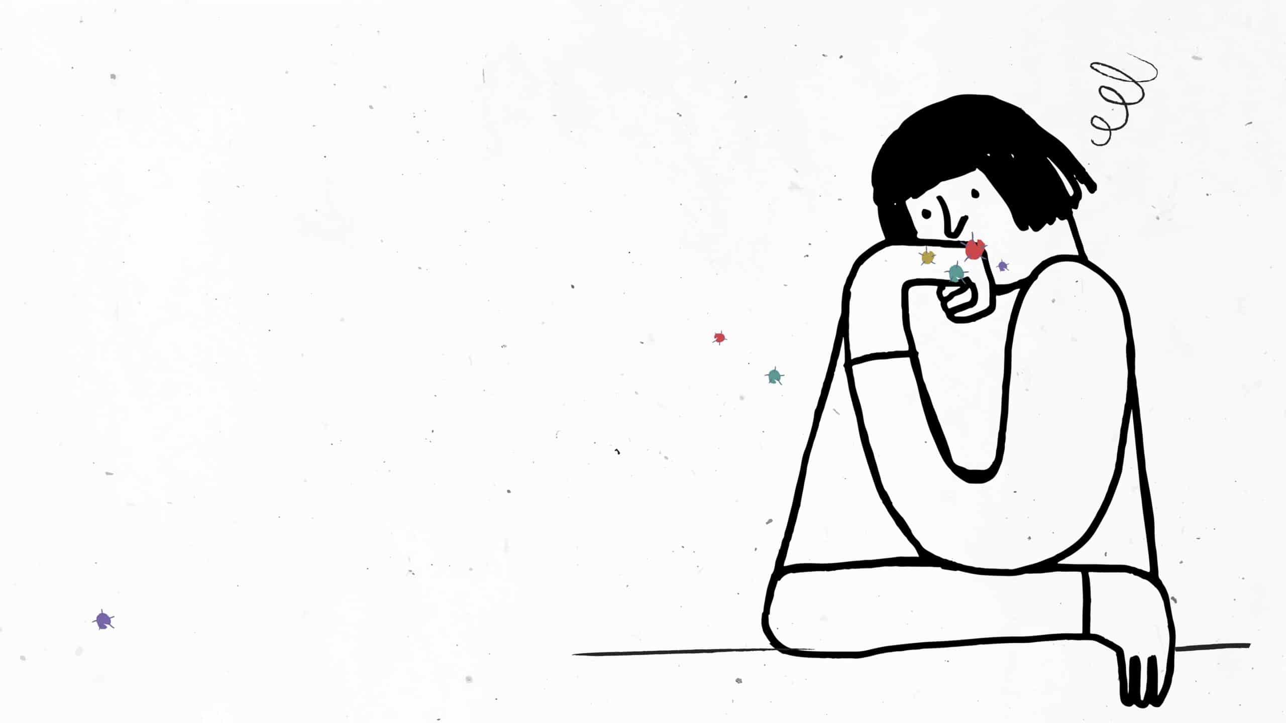 Woman feeling stressed during coronavirus quarantine illustration